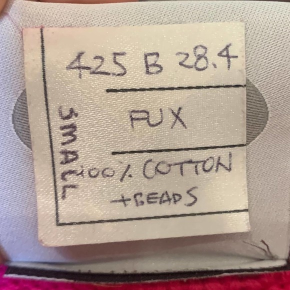 Happy Sheep Pink Magenta Knit Cardigan with colorful beading detail size small - Picture 7 of 7